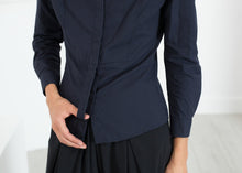 Load image into Gallery viewer, Wrinkled Tux Shirt in Navy
